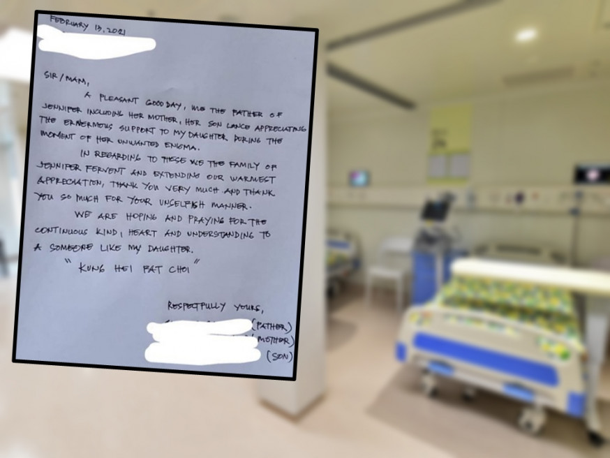 僱主新年陪入院做手術 外傭家人寫信致謝
